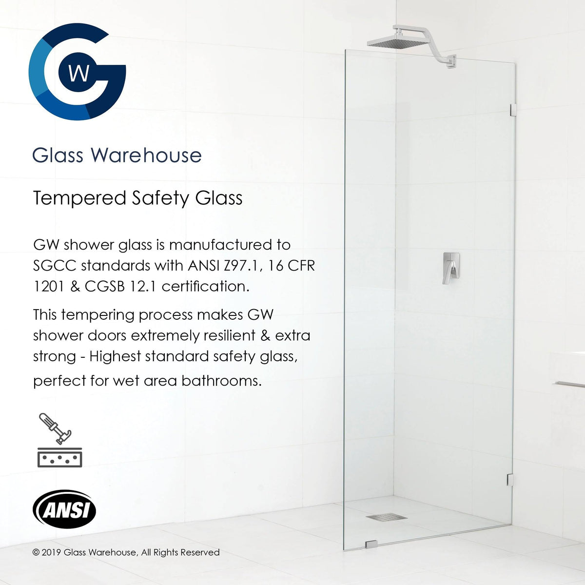 63.75x22 W x 78x22 H Hinged Frameless Shower Door C267549