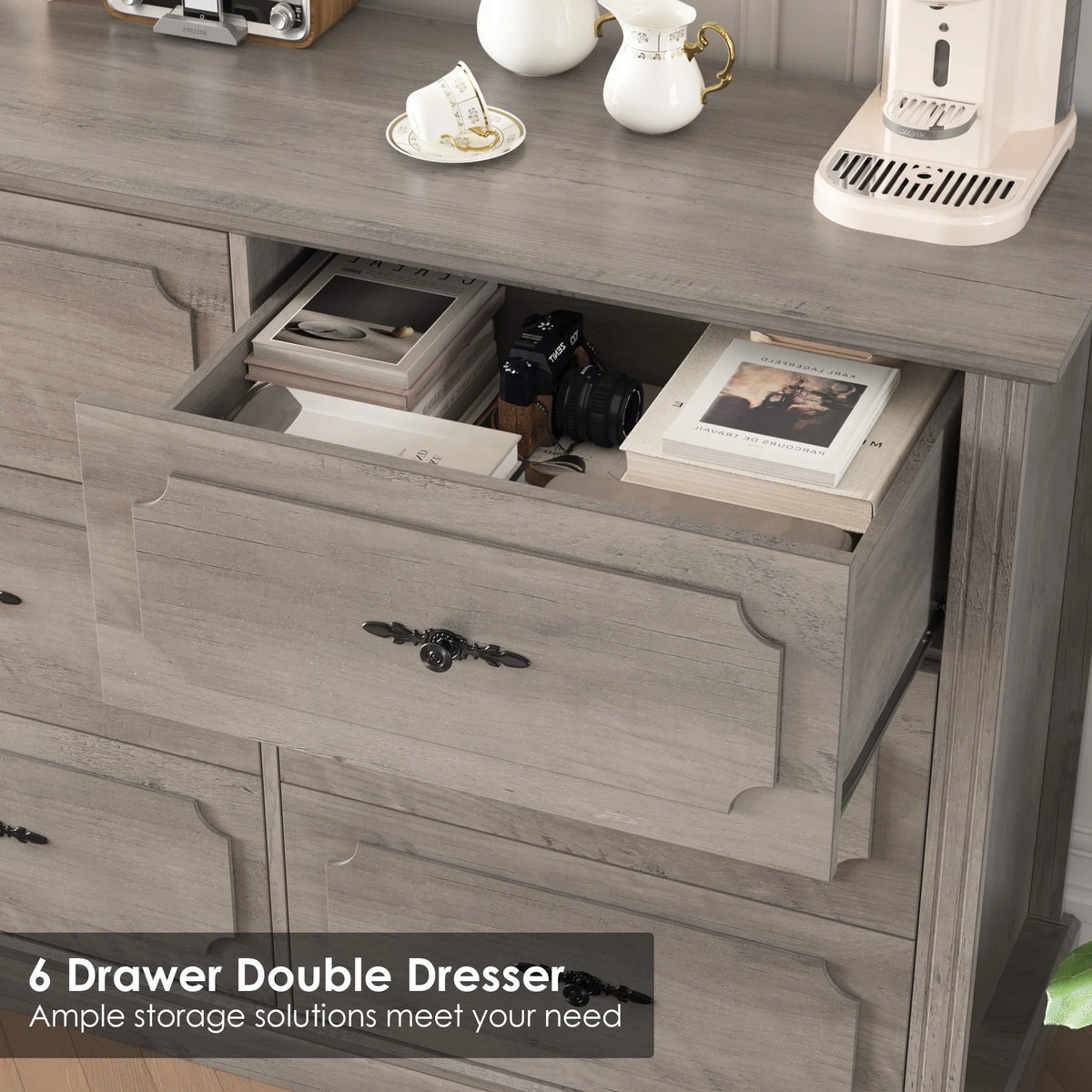 White 6 Drawer Wood Dresser H801
