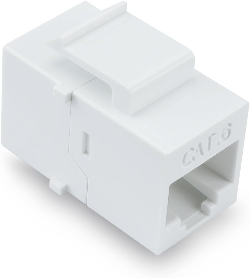 White Pack of 2 Cat6 Keystone RJ45 Couplers W8150