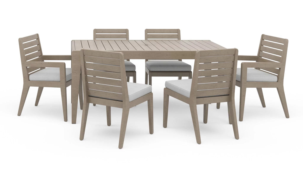 Gray Wood Outdoor Dining Table and Six Chairs J437