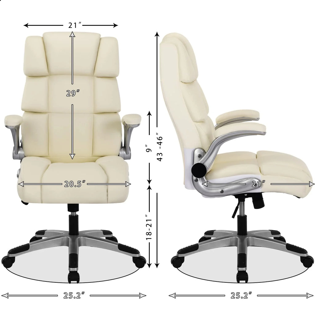 White Ergonomic Office Chair with Flip-up Armrests T598