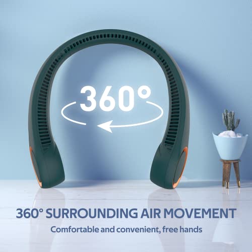 Portable Hands Free Bladeless Neck Fan 4000mAh USB Rechargeable Black C24494