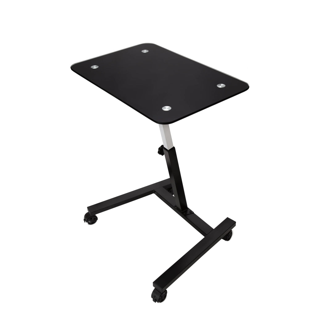 Black Tempered Glass Height Adjustable Mobile Laptop Desk Cart C490323