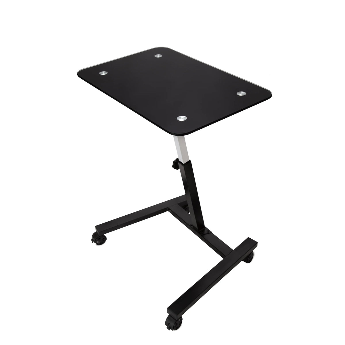 Black Tempered Glass Height Adjustable Mobile Laptop Desk Cart C490323