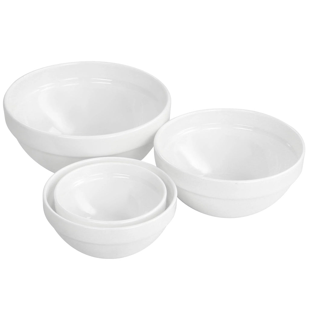 8 Piece White Tempered Opal Glass Bowl and Lid Set P148757
