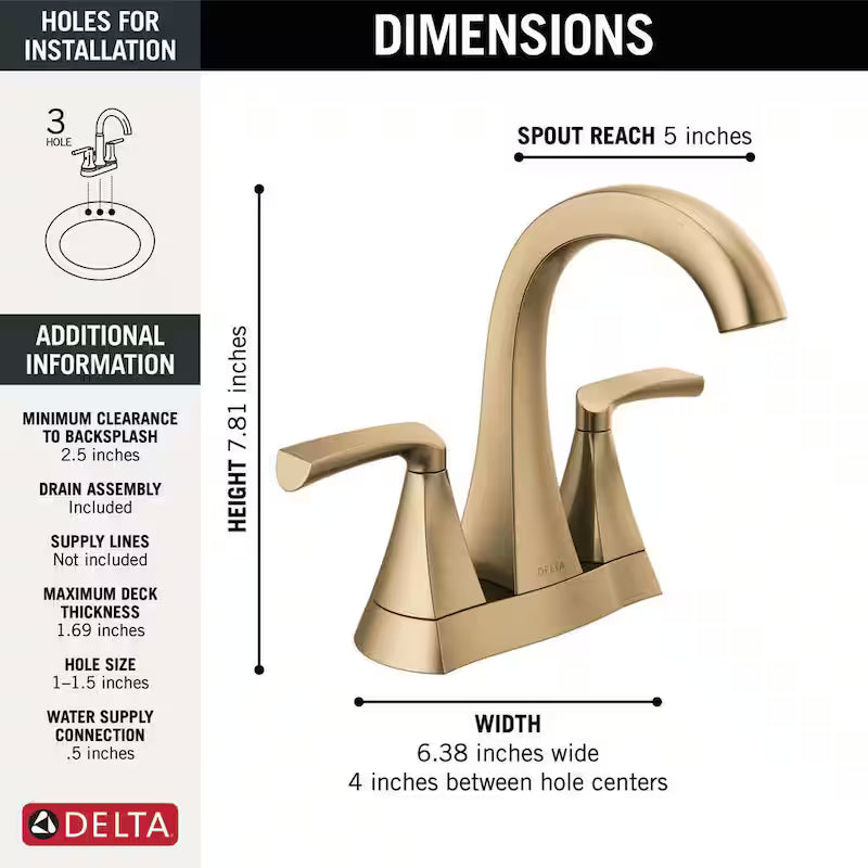 4 in. Centerset Double-Handle Bathroom Faucet in Champagne Bronze H10846