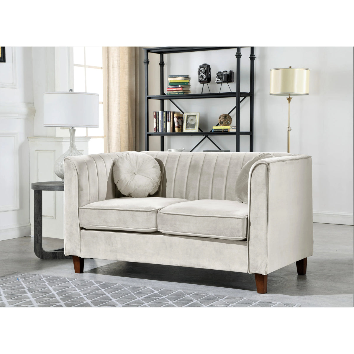 Black Velvet Chesterfield Loveseat L7503