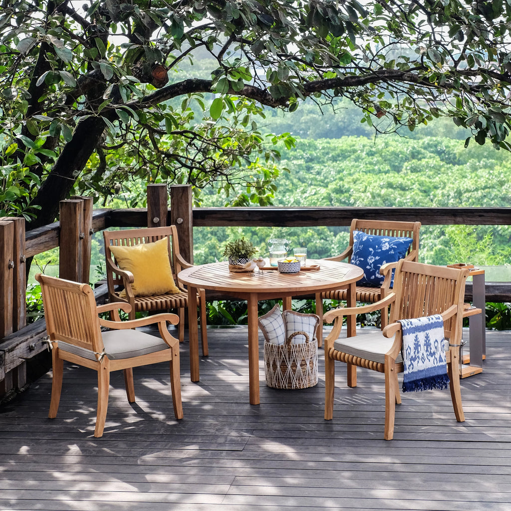 5-piece Teak Patio Dining Set with Cushion P4001