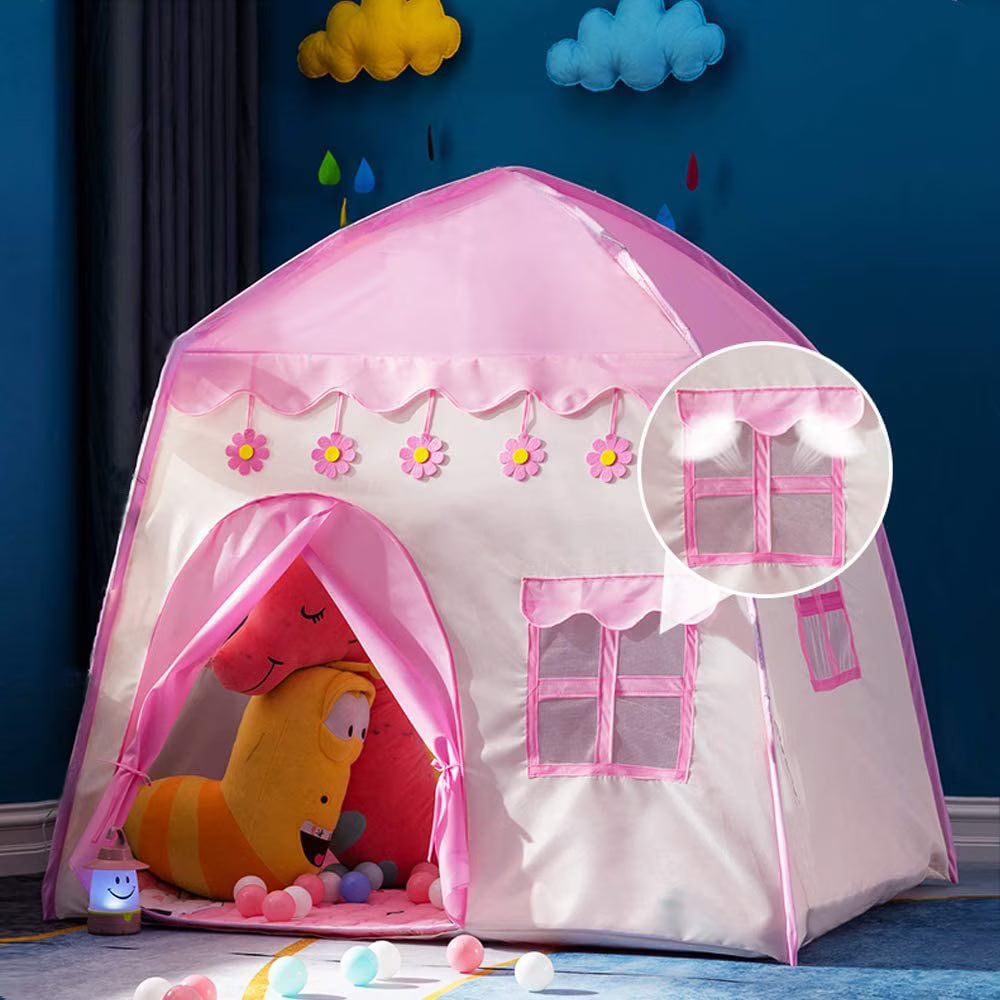 Pink Castle Kids Play Tent with Carry Bag L29559
