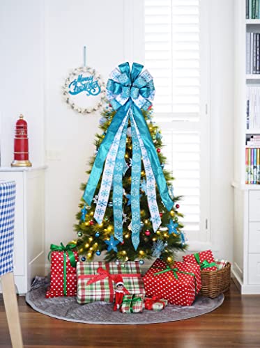 Christmas Tree Topper Bow with Snowflake Pattern E7383