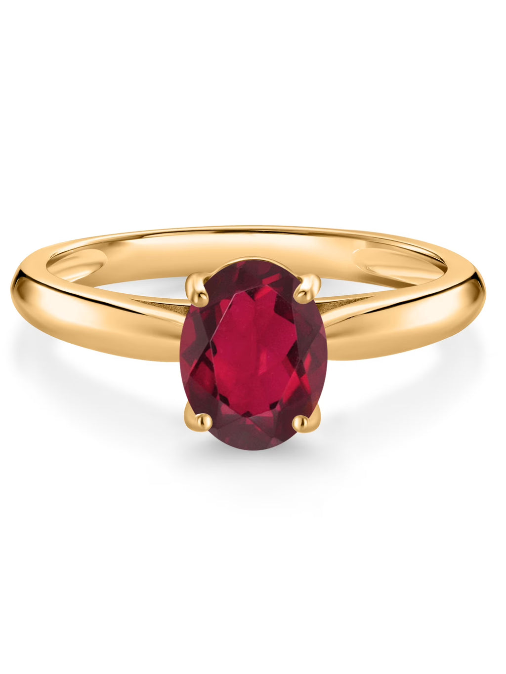 10K Yellow Gold Ruby Red Mystic Topaz Solitaire Engagement Ring (1.30 Cttw, Oval 8X6MM) Q78954