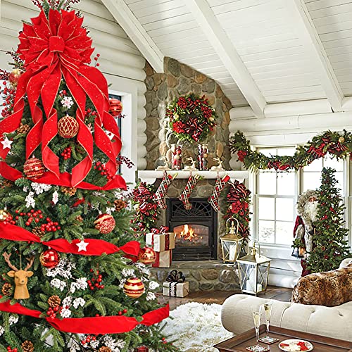 Christmas Tree Topper Bow with Snowflake Pattern E7383