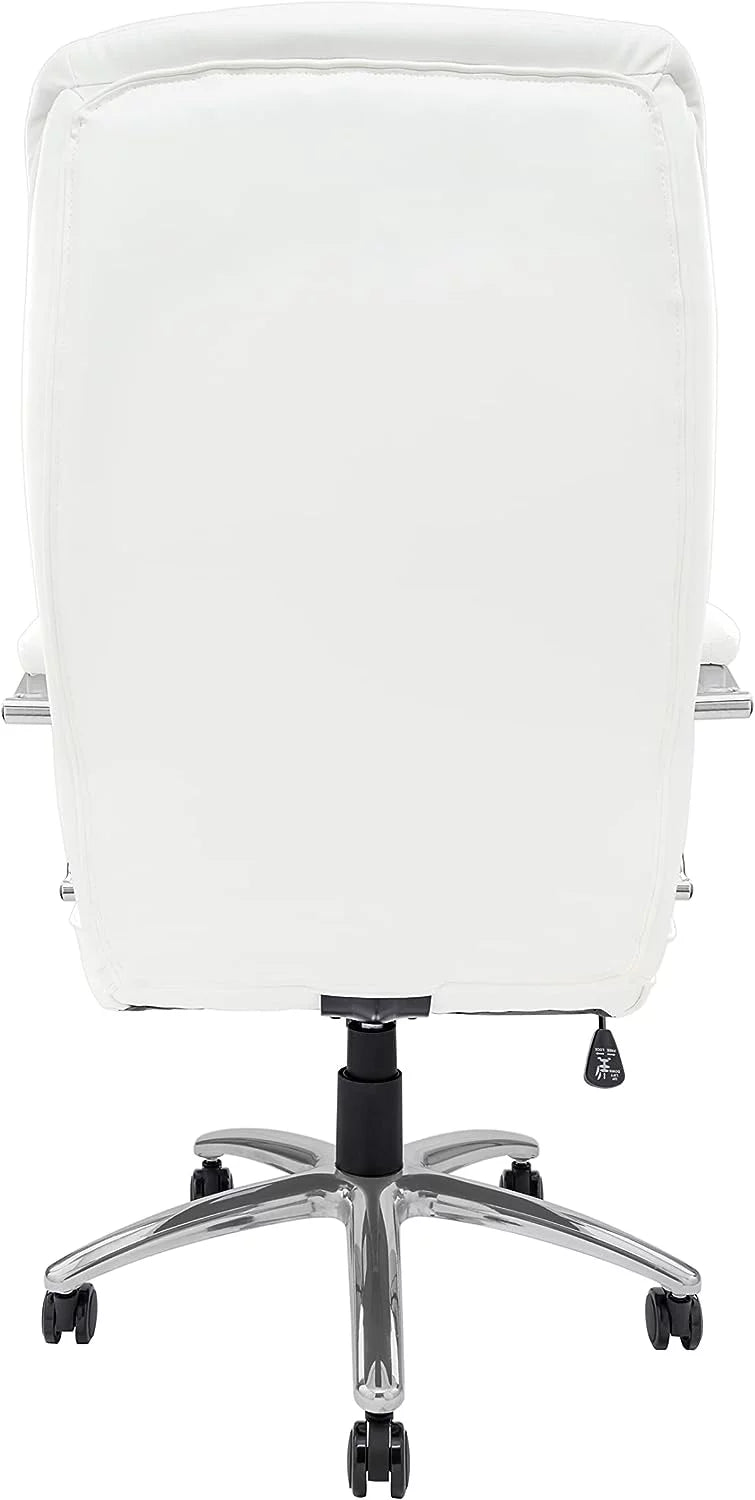 White Leather Executive Office Chair with Wheels G24357
