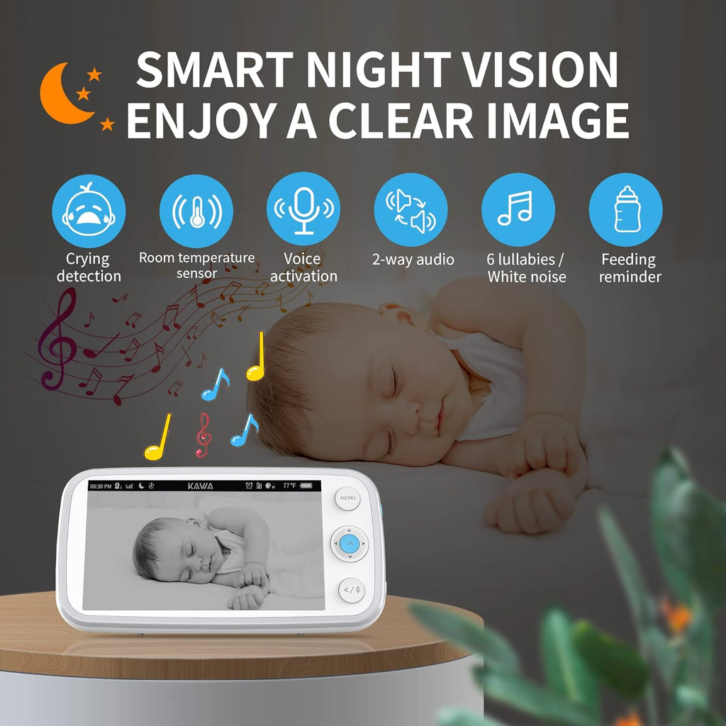 5 720P HD Video Baby Monitor with Night Vision and 2-Way Audio P233