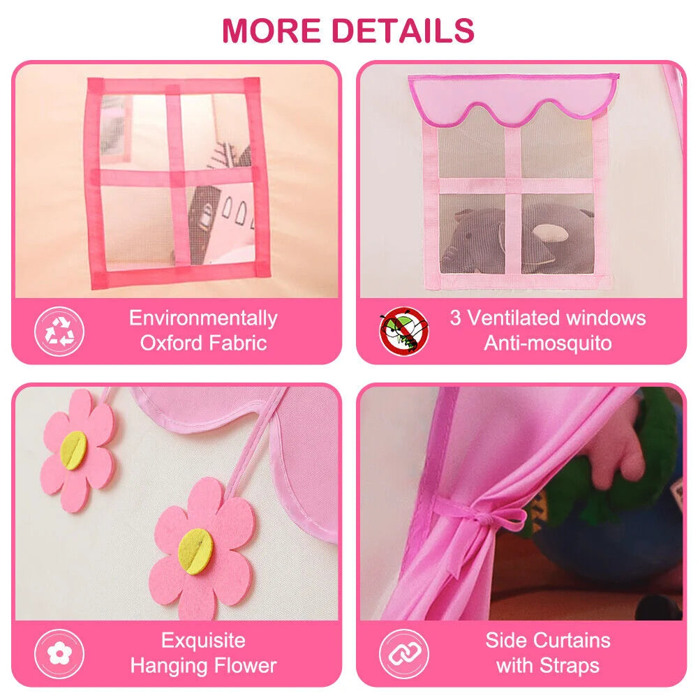 Pink Kids Princess Castle Play Tent H99258