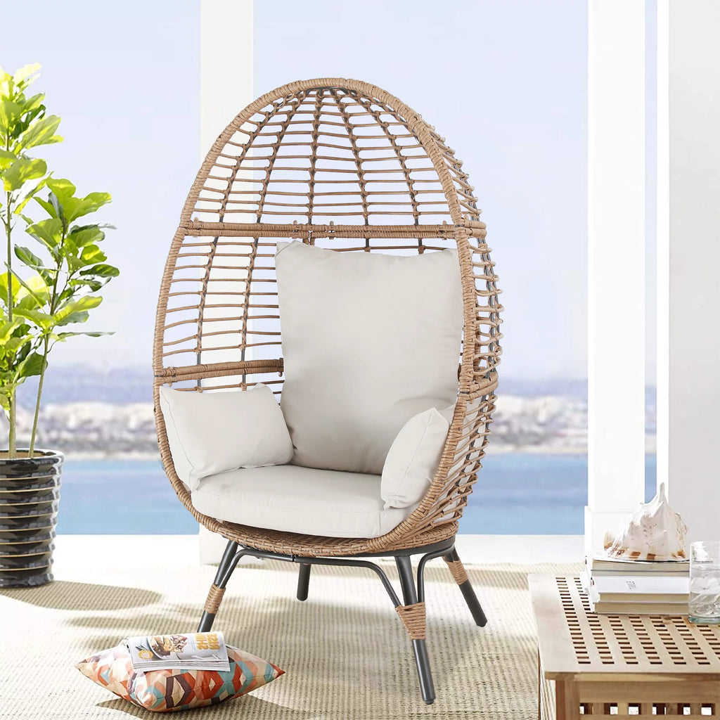 Outdoor Wicker Egg Chair with 4 Cushions M5826