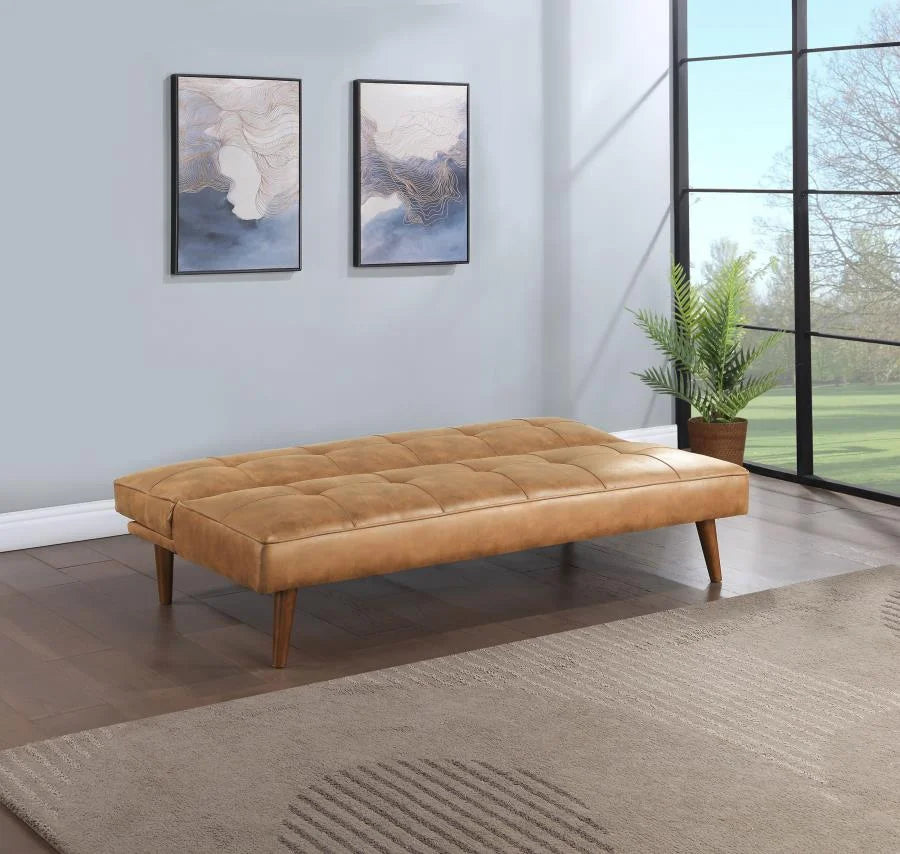 Faux Leather Tufted Convertible Sofa Bed H38174