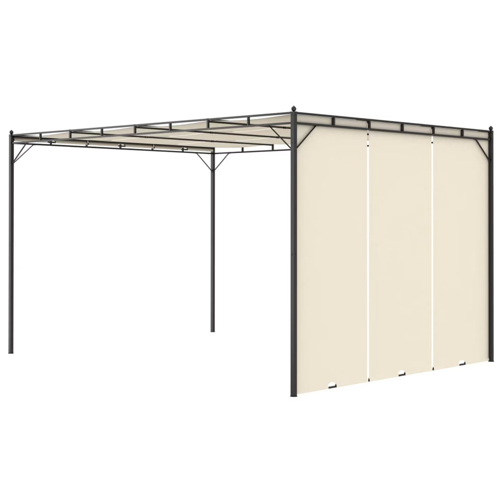 Canopy Cream Party Tent Shelter with Steel Frame and 100% Polyester Side Curtain H41031