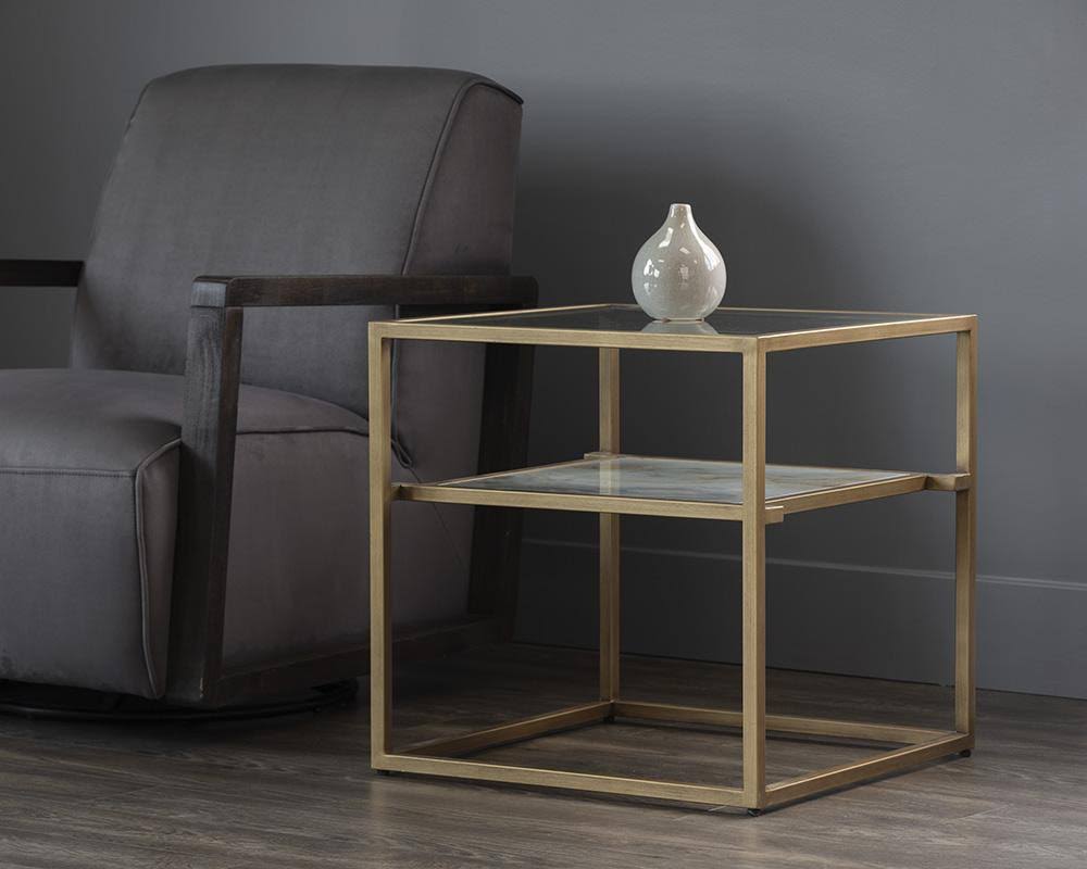 Clear/Antique Brass End Table N72855
