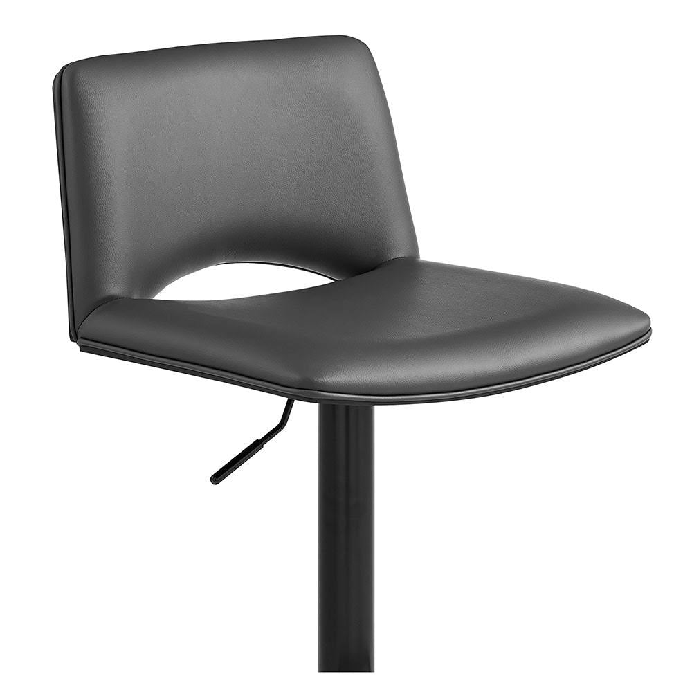 Gray Faux Leather and Black Metal Adjustable Swivel Bar Stool L61788