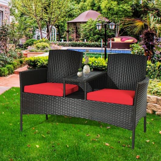 Red Rattan Conversation Set L814728