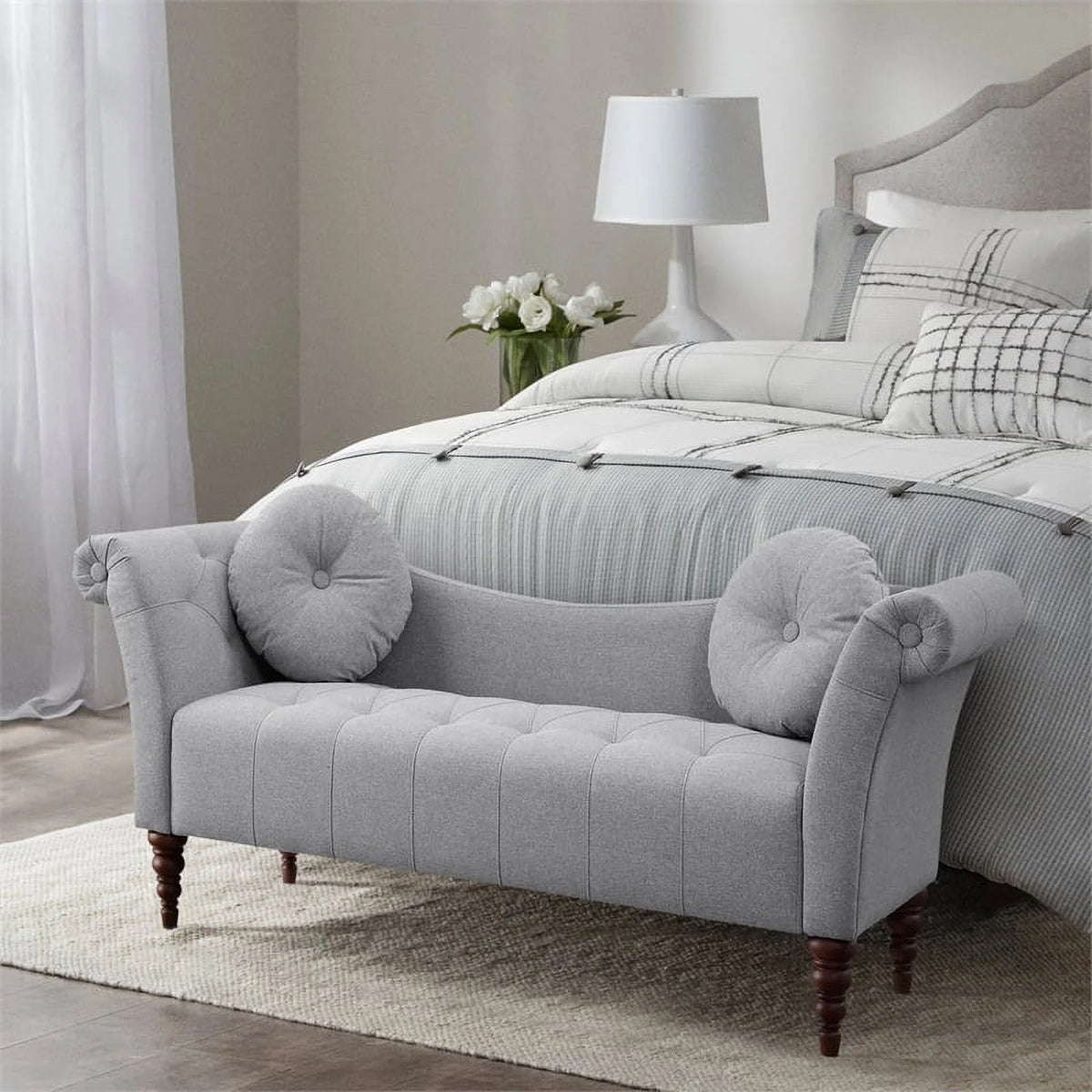 75" Traditional Fabric Settee with 2 Pillows M59077