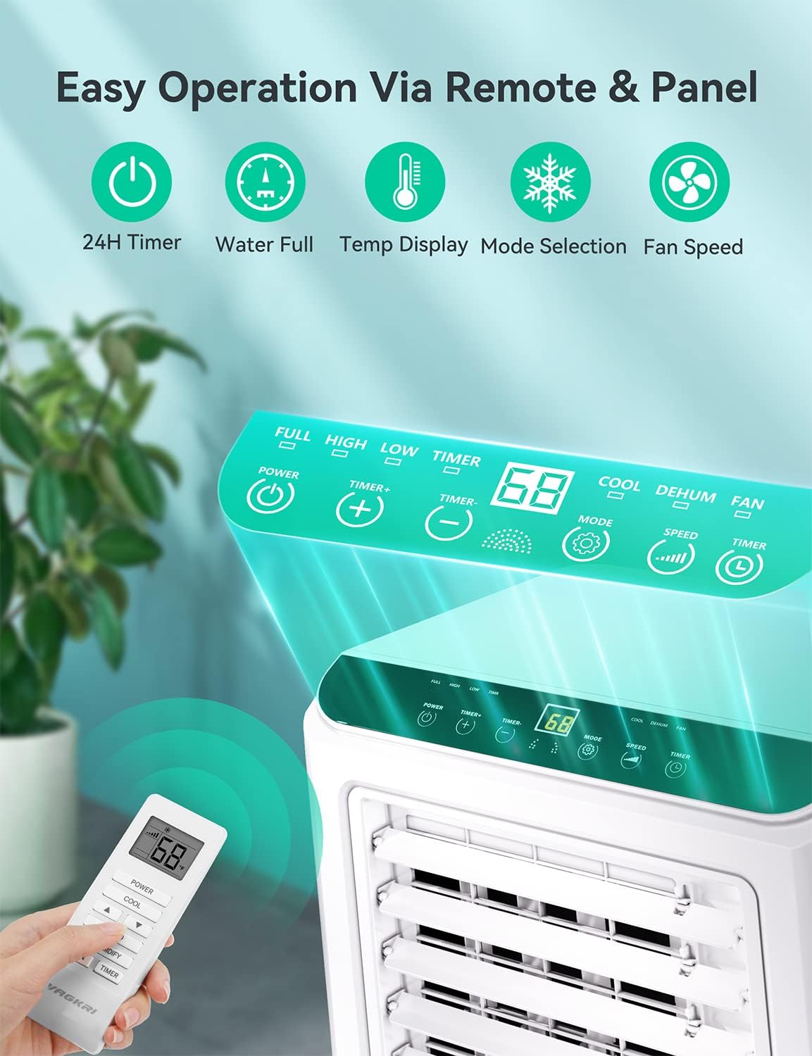 Portable Air Conditioner 8000 BTU 3-in-1 with Fan & Dehumidifier J55491