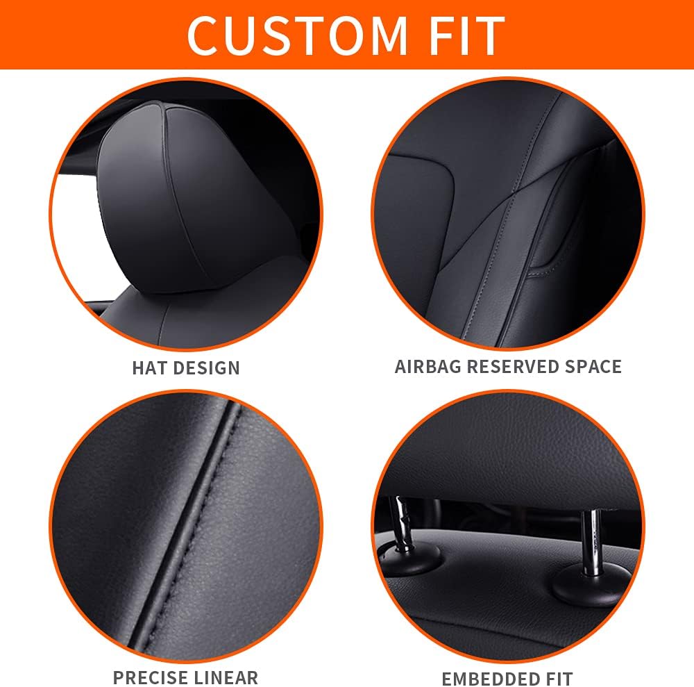 Black Faux Leather Car Seat Covers Full Set A127