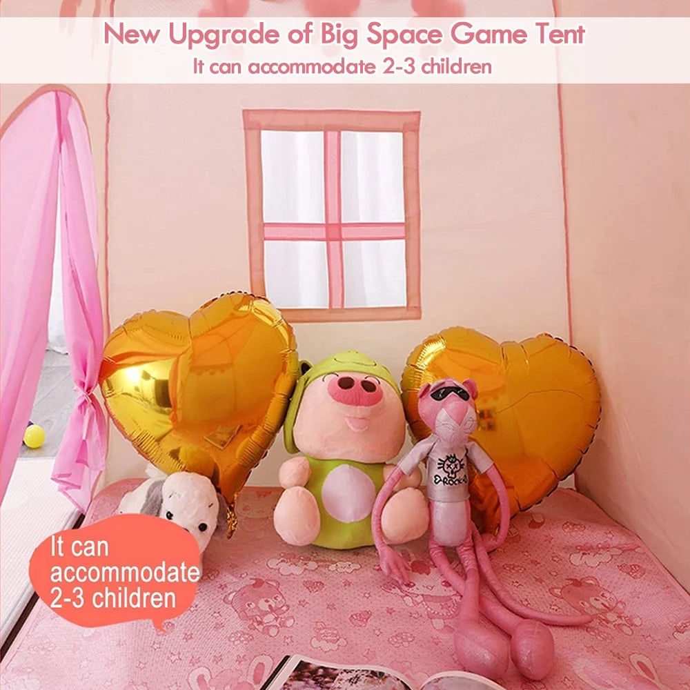 Pink Castle Kids Play Tent with Carry Bag L29559