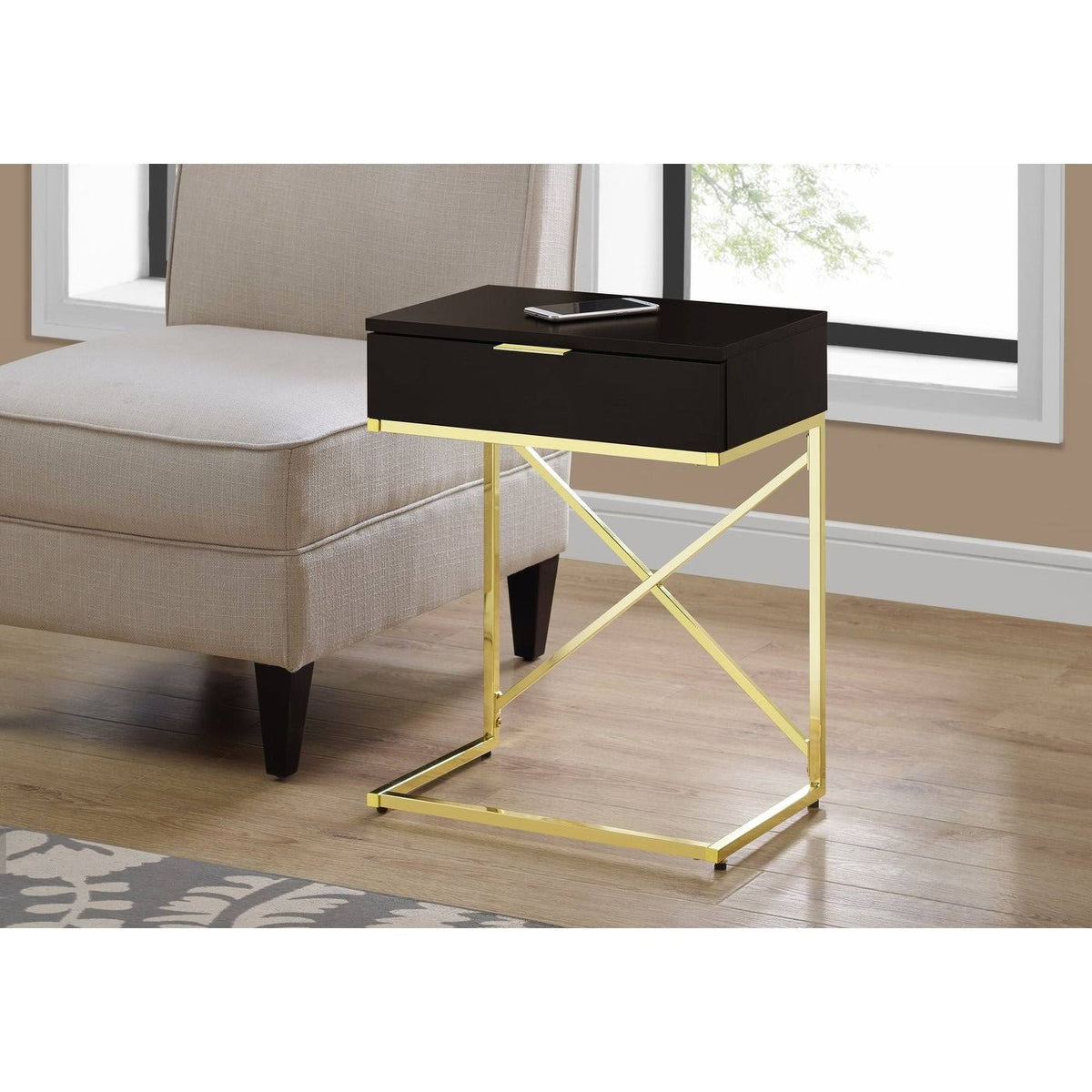 Cappuccino Gold Metal Accent Table P6693