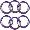 6 Pack 10 Foot Purple Gold Plated XLR Microphone Patch Cables X13655