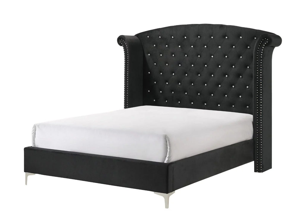 Black Velvet 5pc Queen Size Bedroom Set L93285