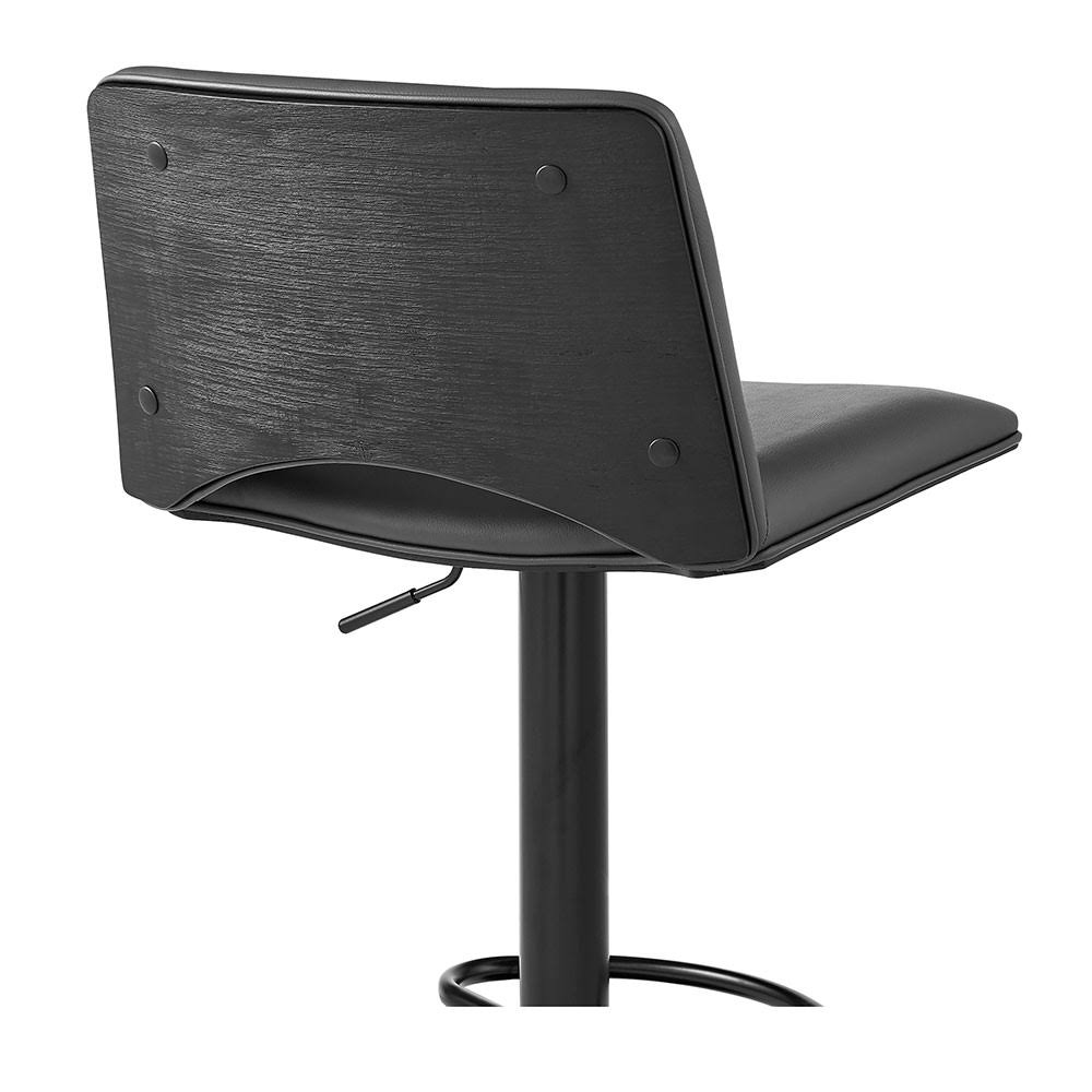 Gray Faux Leather and Black Metal Adjustable Swivel Bar Stool L61788