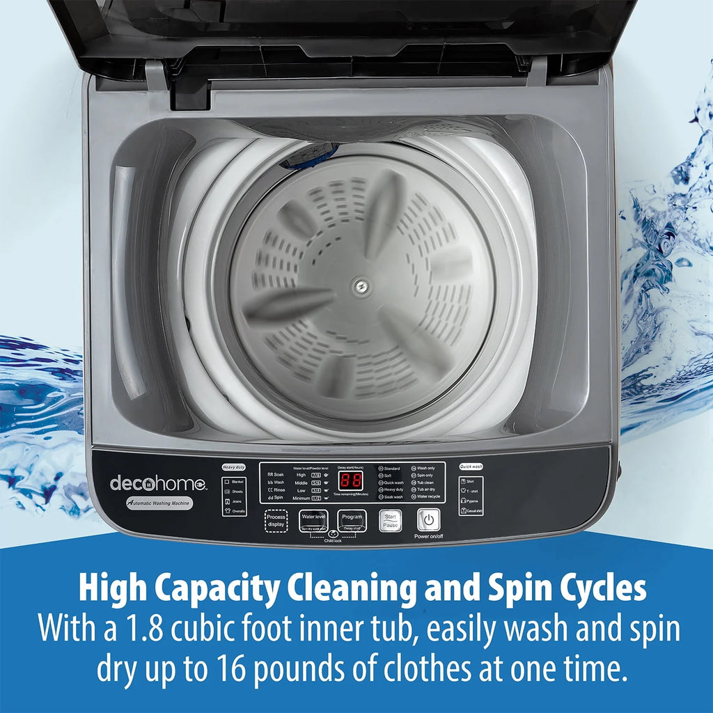 Fully Automatic Portable Washing Machine, 1.8 cu. ft., 16lb Capacity E114