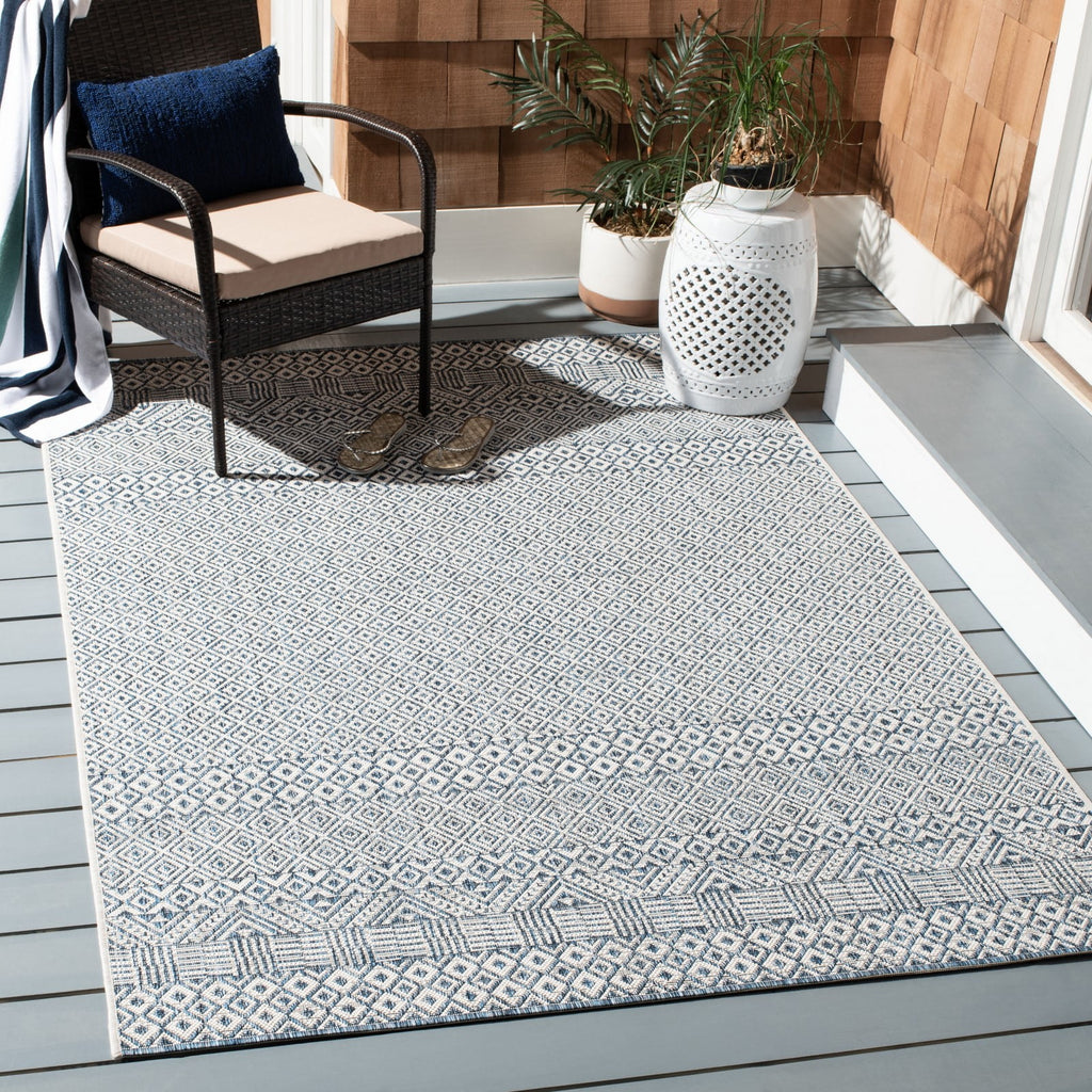 Blue Navy Geometric Area Rug C351608