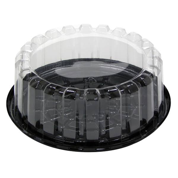 Plastic Round Cake Container Black/Clear, 100/Case D399