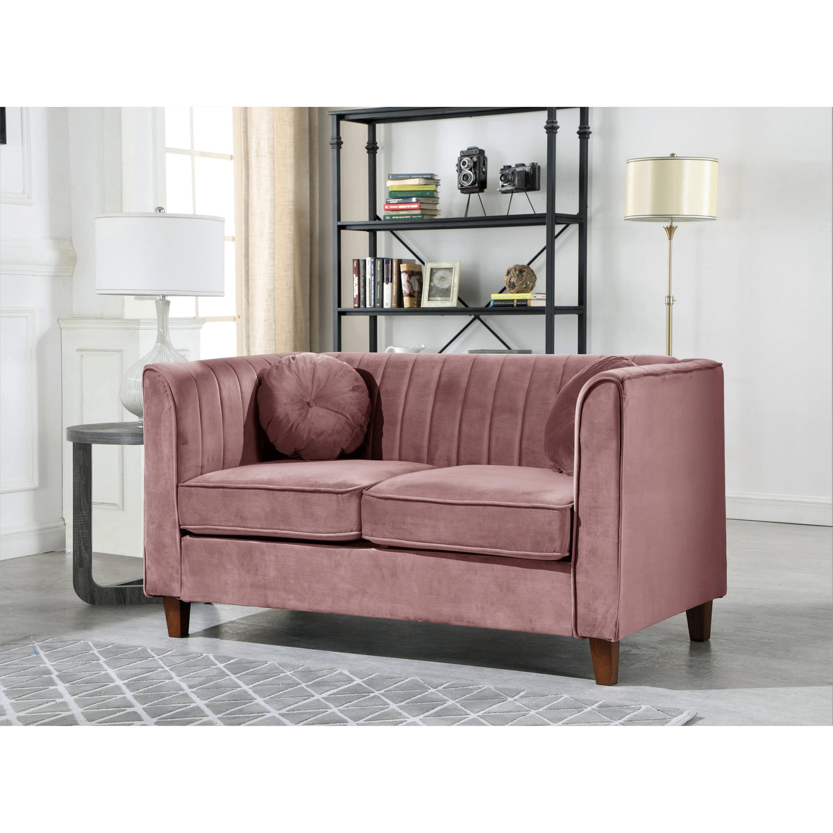 Black Velvet Chesterfield Loveseat L7503