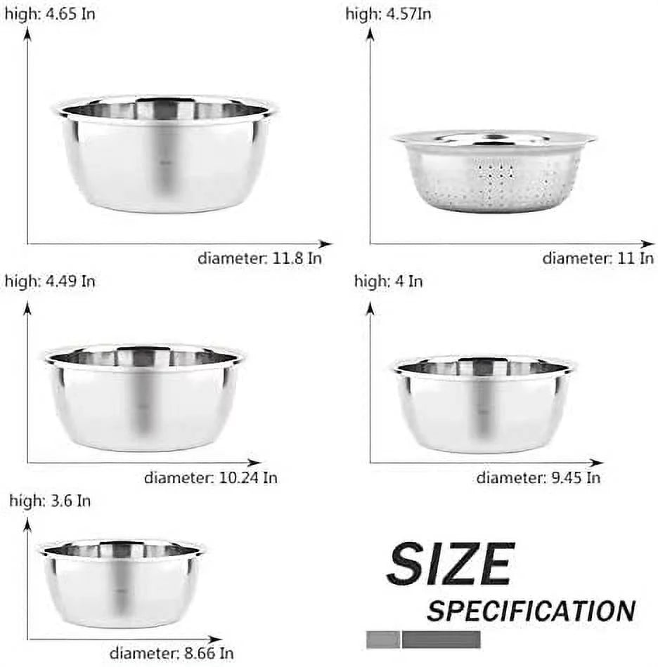 304 Stainless Steel Mixing Bowls Set of 5 P68732