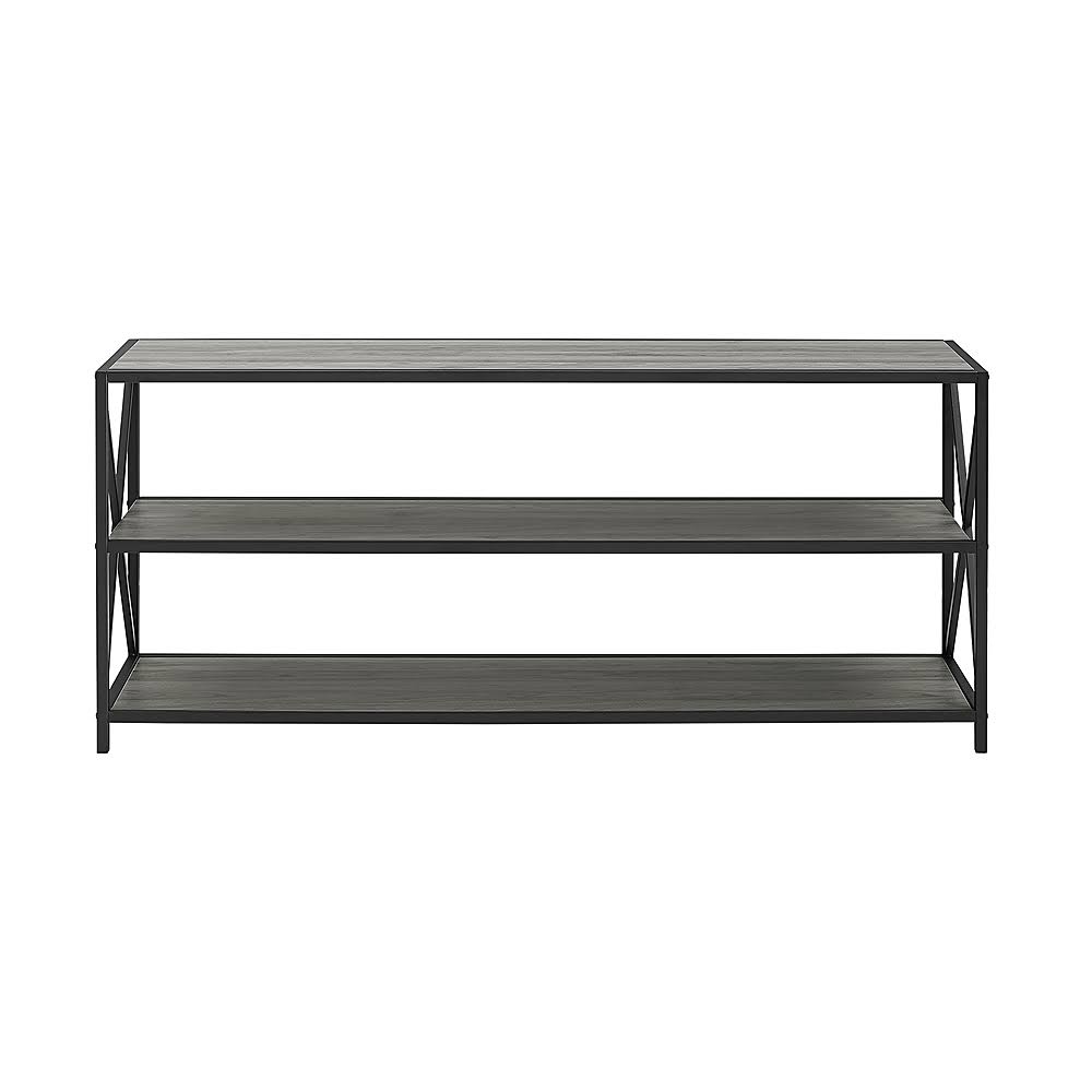 Industrial Metal and Wood 3-Shelf Bookcase Slate Gray/Black Metal P6001