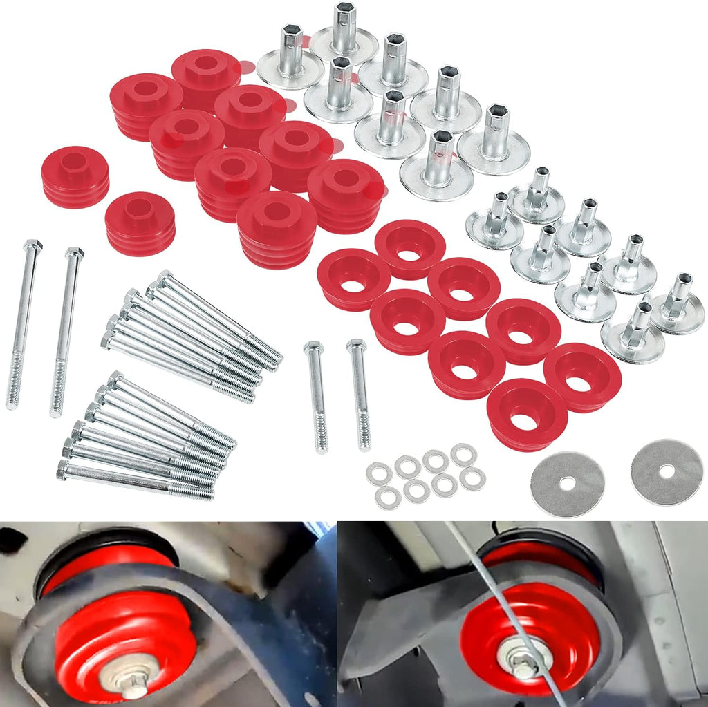 Body Mount Bushing Kit with Steel Sleeves & Hardware & Polyurethane Body Cab Mounts J2537