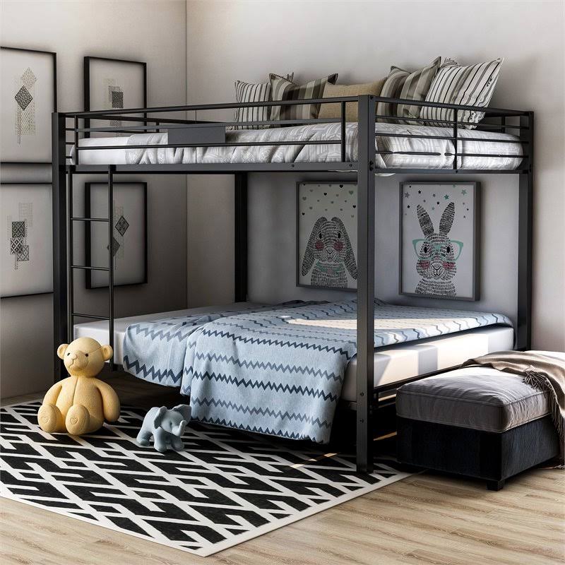 Metal Queen Over Queen Bunk Bed in Black K845