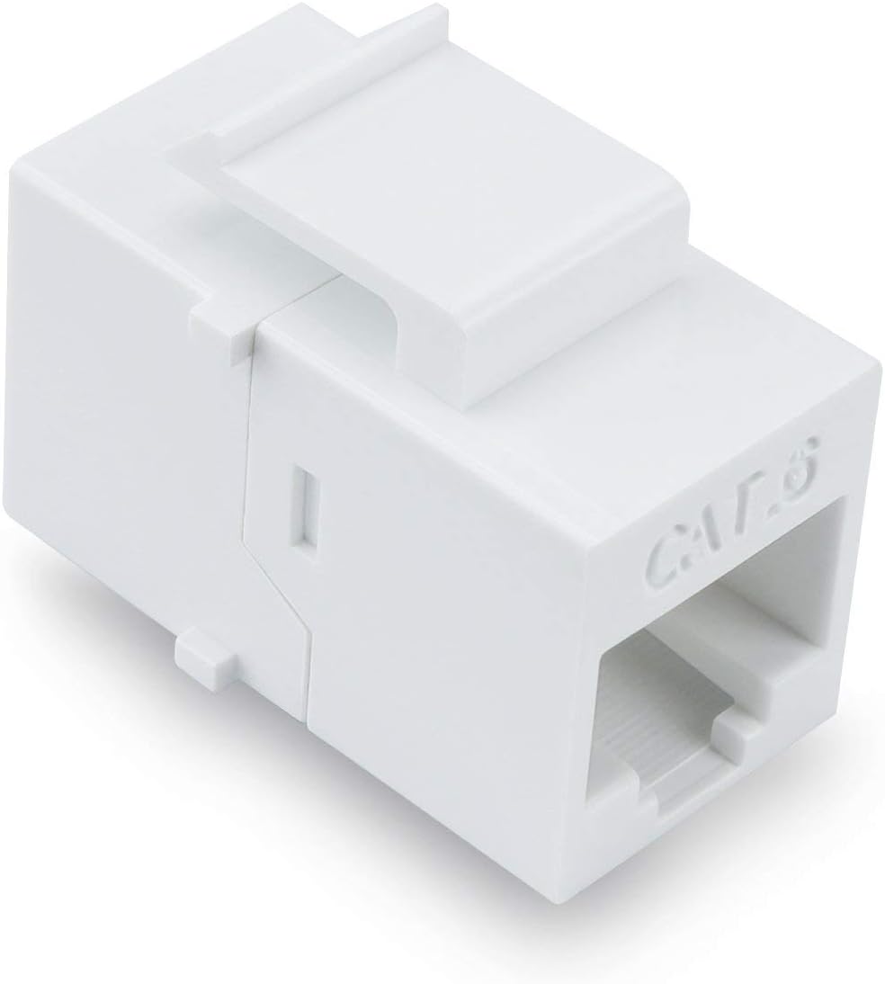 White Pack of 2 Cat6 Keystone RJ45 Couplers W8150