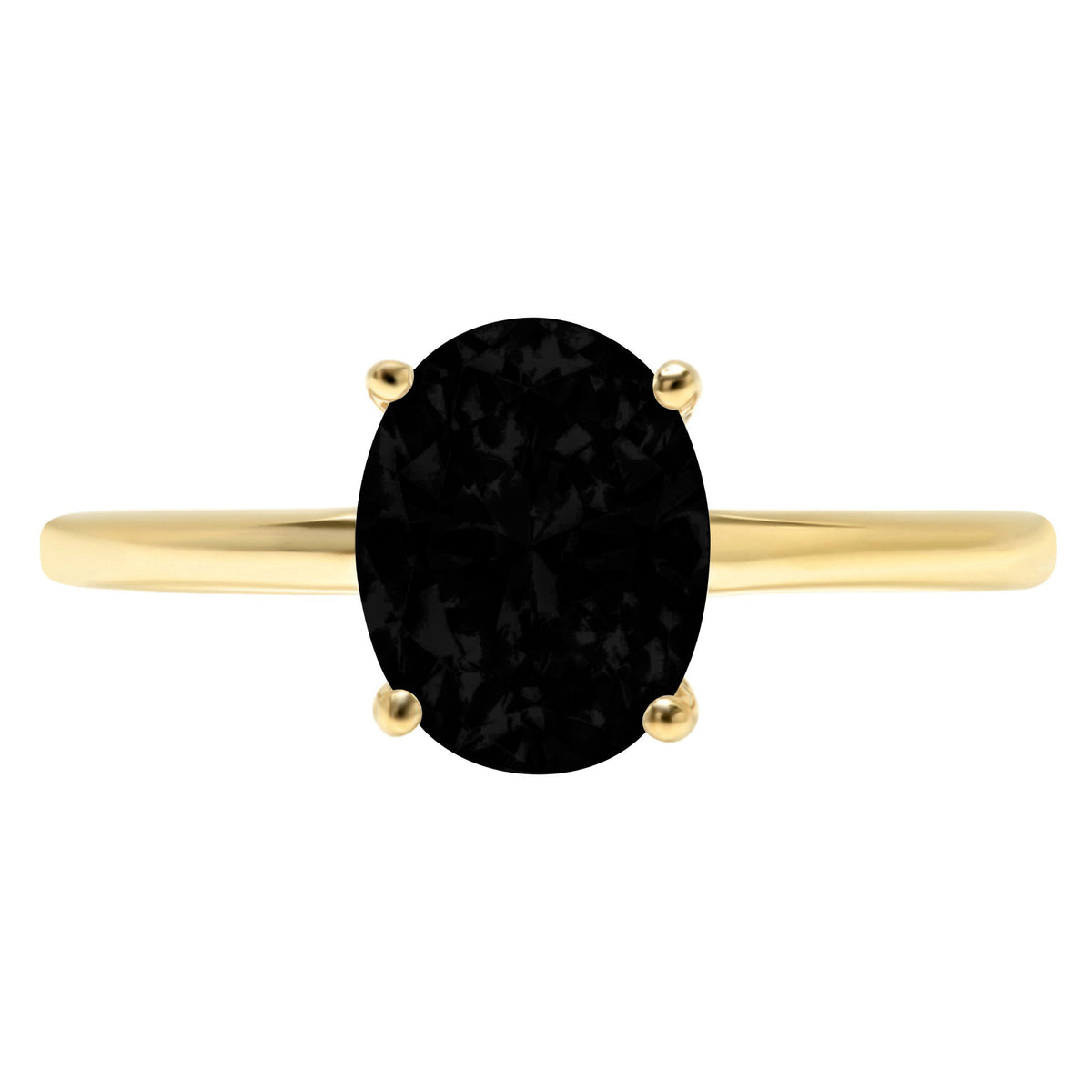 2.5ct Oval Cut Black Onyx 14k Yellow Gold Ring R872825