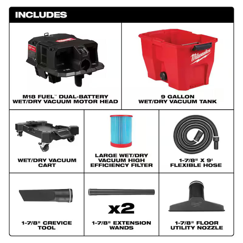 9 Gal. Cordless Wet/Dry Shop Vacuum with Automotive Kit E9471