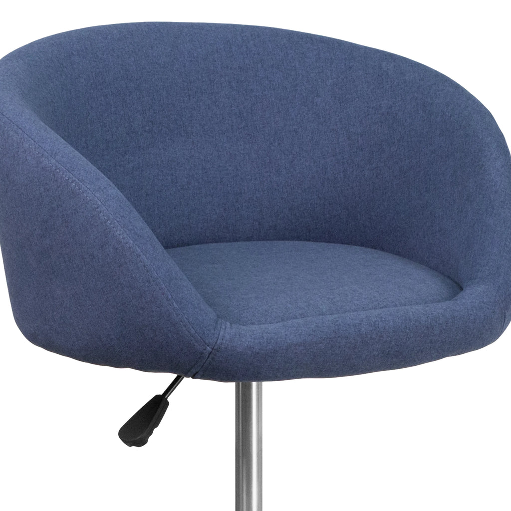 Blue Fabric Adjustable Height Barstool with Barrel Back and Chrome Base J446333