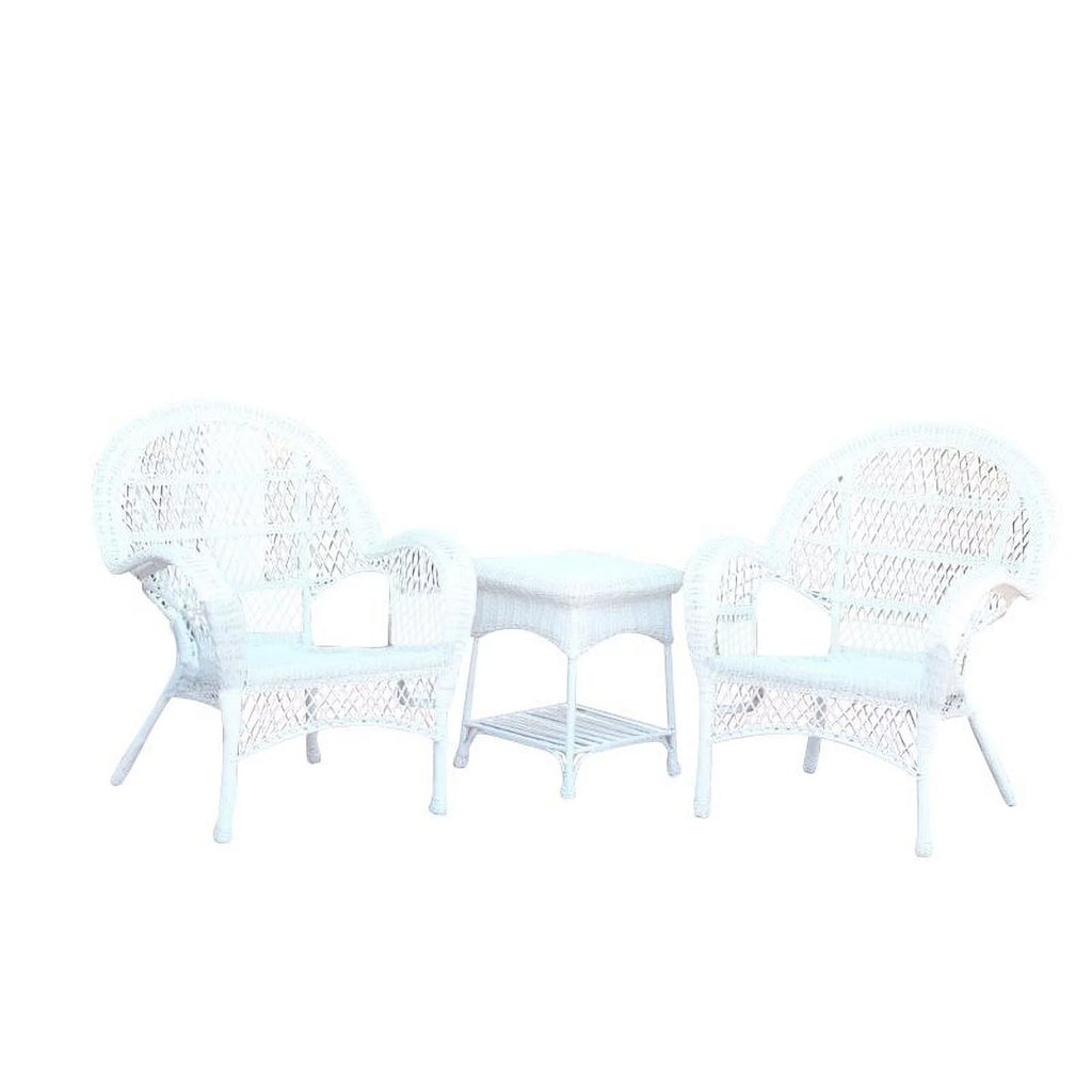 3 Piece Wicker Outdoor Garden Set in White B723