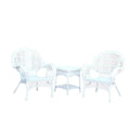 3 Piece Wicker Outdoor Garden Set in White B723