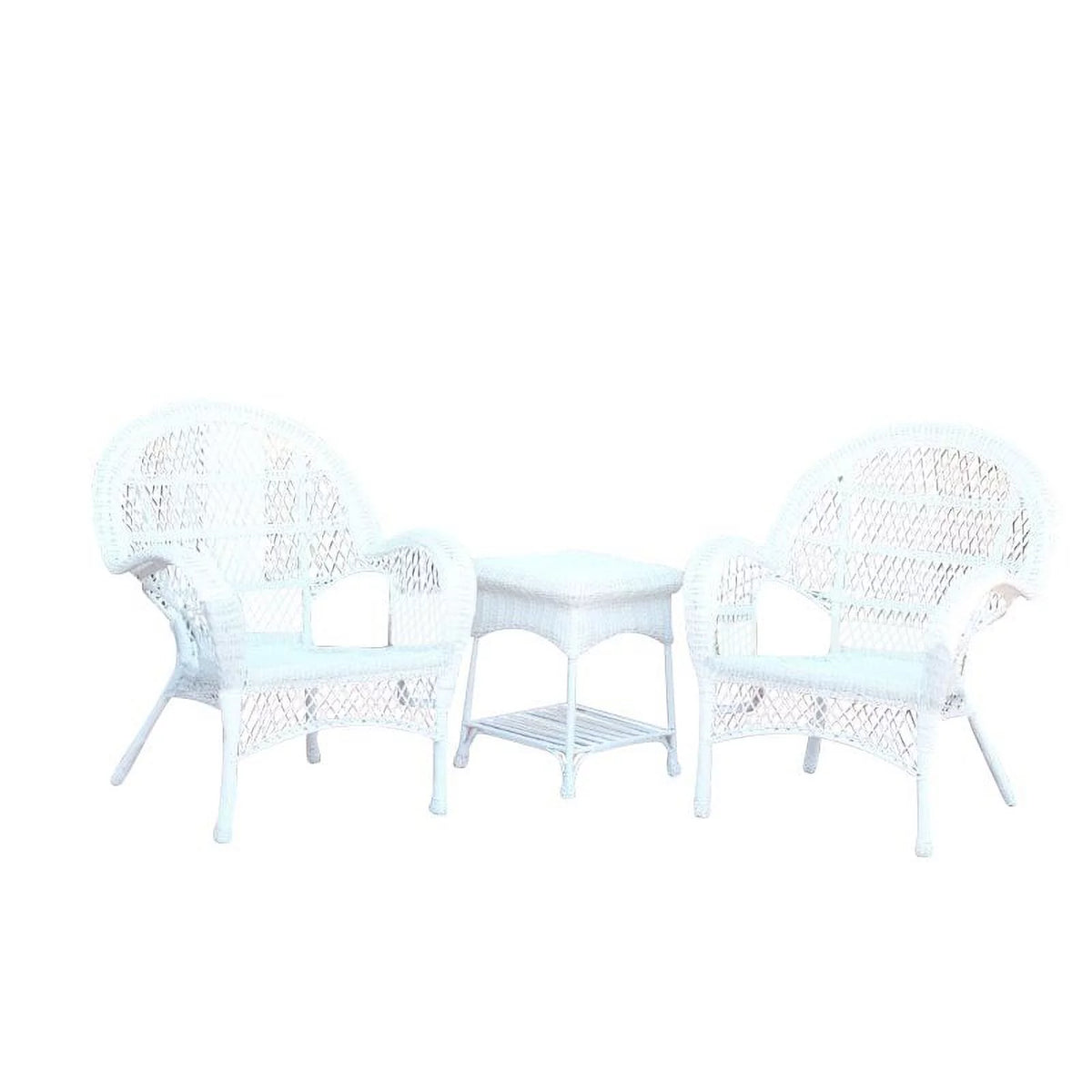 3 Piece Wicker Outdoor Garden Set in White B723