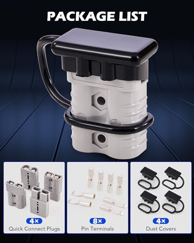 4 Pack Wire Connector for 2 to 4 Gauge Cables, 12V to 36V Battery Quick Connect Set D17432