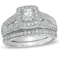 Antique Wedding Ring Set 2 Carat Princess Cut Diamond on Gold F56620